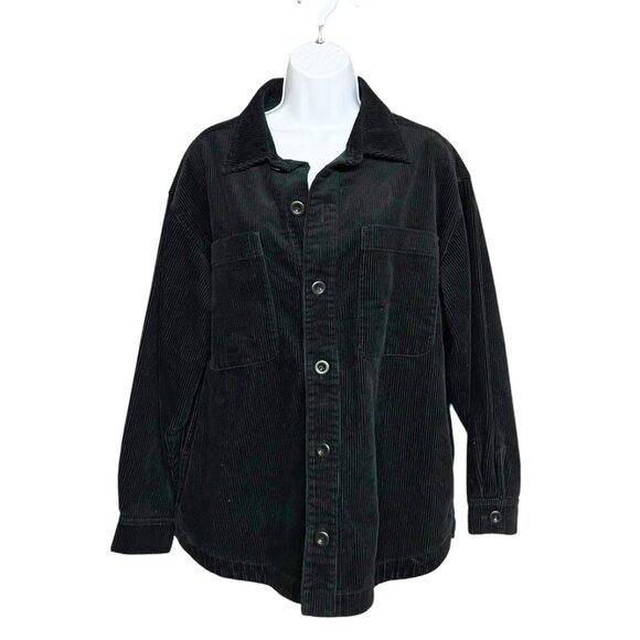 Rhythm Black Corduroy Button Front Cotton Shacket Jacket Size S - Picture 1 of 5